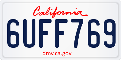 CA license plate 6UFF769