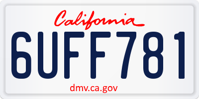CA license plate 6UFF781