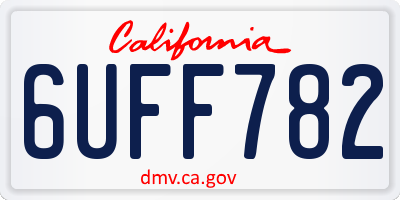 CA license plate 6UFF782