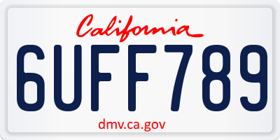 CA license plate 6UFF789