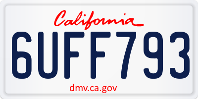CA license plate 6UFF793