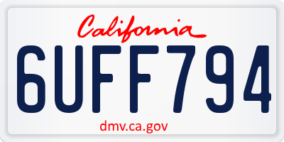 CA license plate 6UFF794
