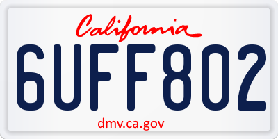 CA license plate 6UFF802