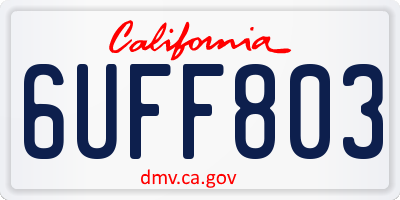 CA license plate 6UFF803