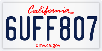 CA license plate 6UFF807