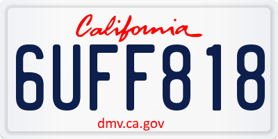 CA license plate 6UFF818