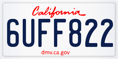 CA license plate 6UFF822