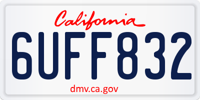 CA license plate 6UFF832