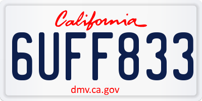 CA license plate 6UFF833
