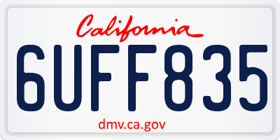 CA license plate 6UFF835