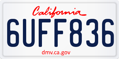 CA license plate 6UFF836