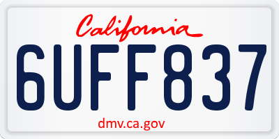 CA license plate 6UFF837