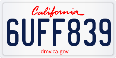CA license plate 6UFF839