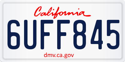 CA license plate 6UFF845