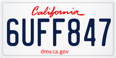 CA license plate 6UFF847