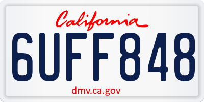 CA license plate 6UFF848