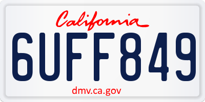 CA license plate 6UFF849