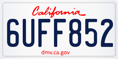 CA license plate 6UFF852