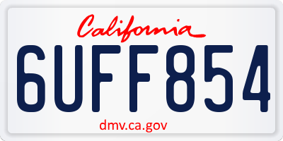 CA license plate 6UFF854