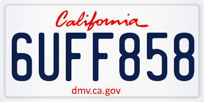 CA license plate 6UFF858