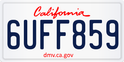 CA license plate 6UFF859