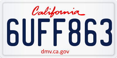 CA license plate 6UFF863