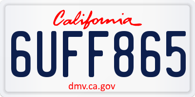 CA license plate 6UFF865