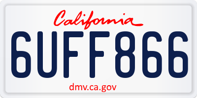 CA license plate 6UFF866