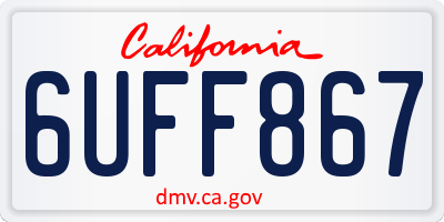 CA license plate 6UFF867