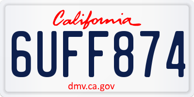 CA license plate 6UFF874