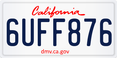 CA license plate 6UFF876