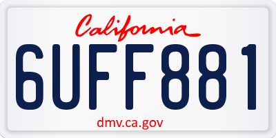 CA license plate 6UFF881