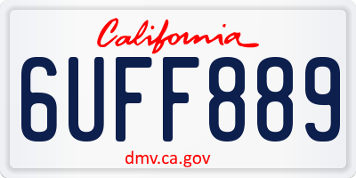 CA license plate 6UFF889