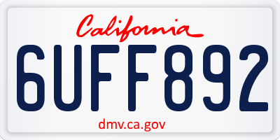 CA license plate 6UFF892