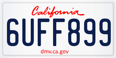 CA license plate 6UFF899