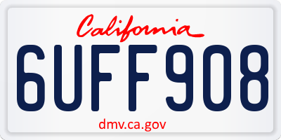 CA license plate 6UFF908