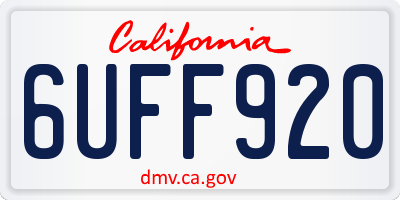 CA license plate 6UFF920