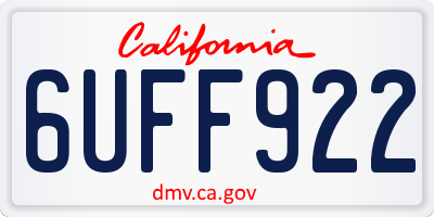 CA license plate 6UFF922
