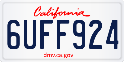 CA license plate 6UFF924