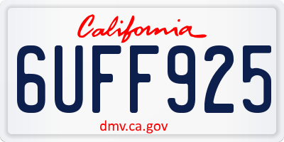 CA license plate 6UFF925