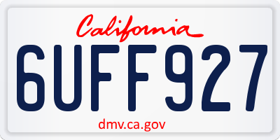 CA license plate 6UFF927