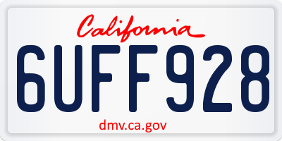 CA license plate 6UFF928