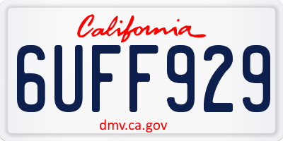 CA license plate 6UFF929