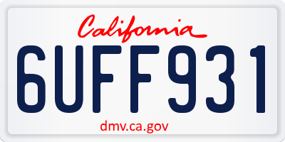 CA license plate 6UFF931