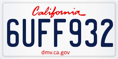 CA license plate 6UFF932