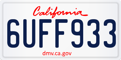 CA license plate 6UFF933