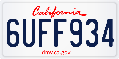CA license plate 6UFF934