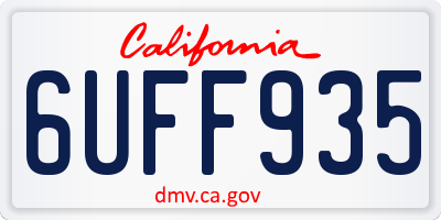CA license plate 6UFF935