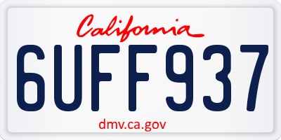 CA license plate 6UFF937