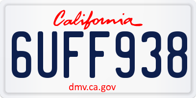 CA license plate 6UFF938